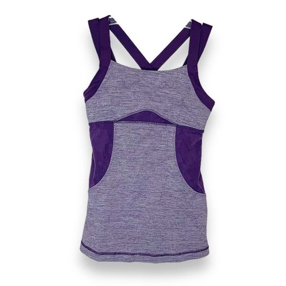 Lululemon Chaturanga Luxtreme Double Strap Tank Bra Top in Concord Grape, size 6 - Picture 5 of 15